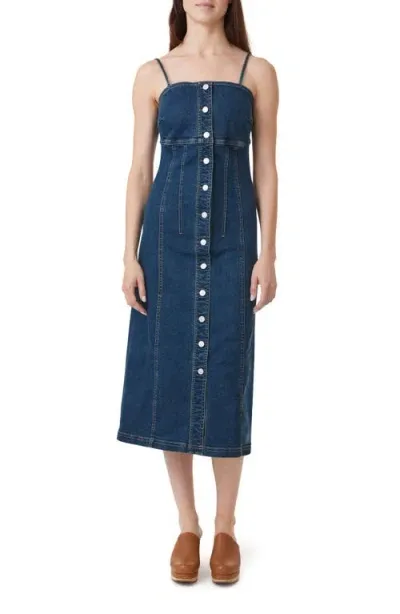 Habitual Button-up Denim Midi Dress In Tide