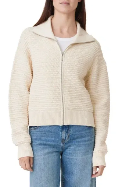 Habitual Cotton Zip Cardigan In Birch