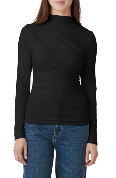 Habitual Funnel Neck Long Sleeve Top In Black