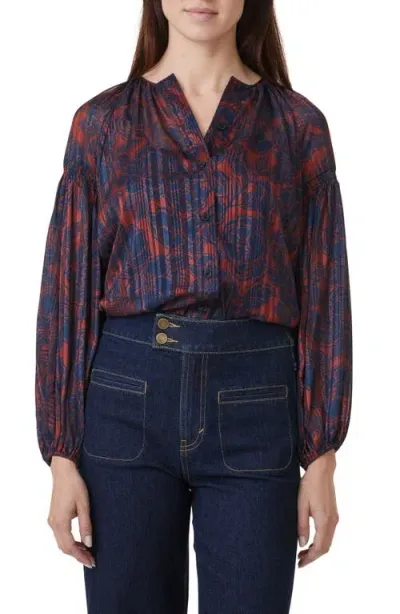 Habitual Stripe Button-up Top In Intense Red