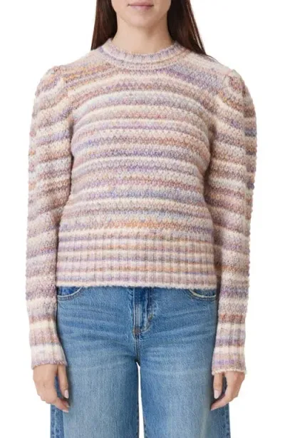 Habitual Stripe Puff Shoulder Sweater In Mauve Combo