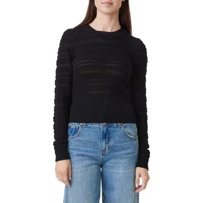 Habitual Textured Crewneck Cotton Sweater In Black