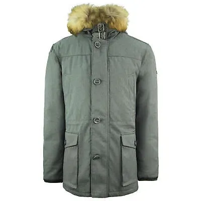 Pre-owned Hackett London Down Filled Arctic Parka Zip Up Men Grey Winter Coat Hm402096 945 In Grau