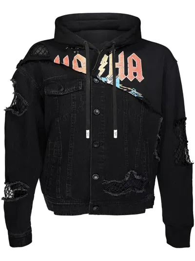 Haculla Crown Royale Hooded Denim Jacket In Black