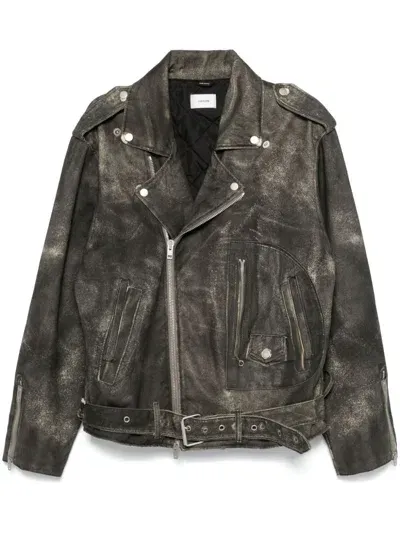 Haikure Leather-print Biker Jacket In Schwarz