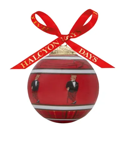 Halcyon Days Bone China Hal The Bear Red Bauble