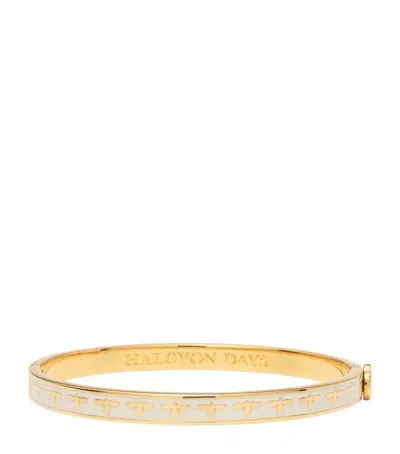 Halcyon Days Gold-plated Bee Bangle In Ivory