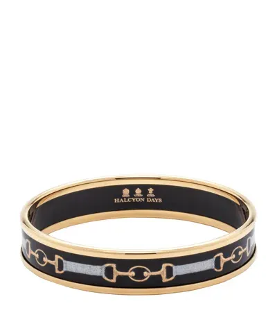 Halcyon Days Gold-plated Bridle Bangle In Black