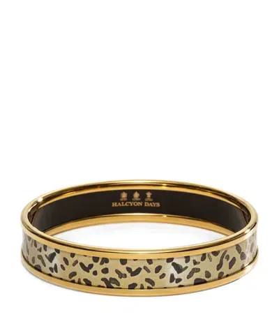 Halcyon Days Gold-plated Leopard Bangle In Blue