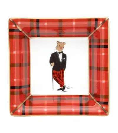 Halcyon Days Square Bear Tray In Red