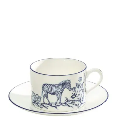 Halcyon Days X Nina Campbell Serengeti Teacup And Saucer In Animal Print