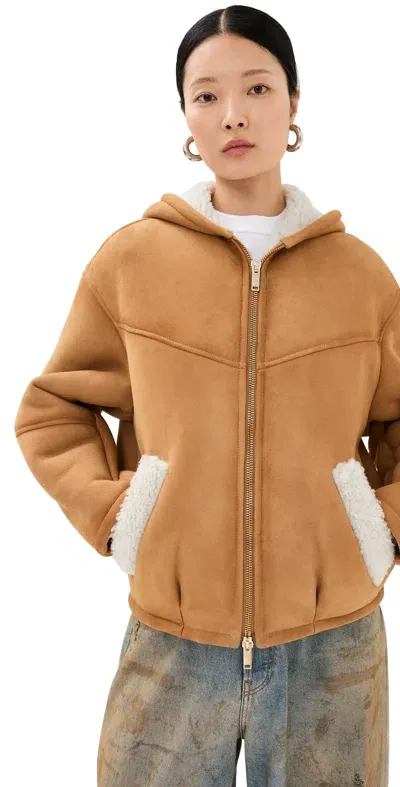 Halfboy Shearling Hoodie Honey In Brown