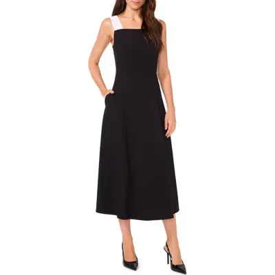 Halogenr Halogen(r) Contrast Strap Midi Dress In Rich Black