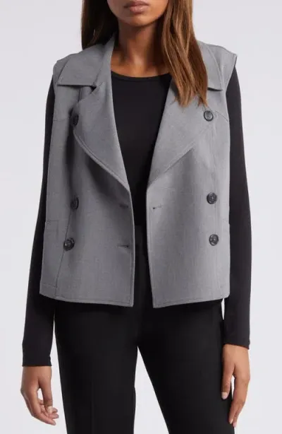 Halogenr Halogen(r) Double Breasted Trench Vest In Silver Smoke Grey