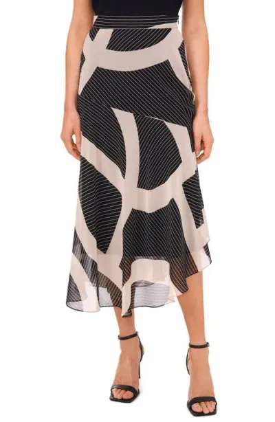 Halogenr Halogen(r) Mixed Geo Print Asymmetric Chiffon Skirt In Rich Black