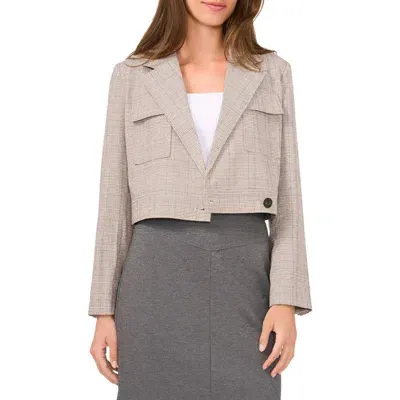 Halogenr Halogen(r) Plaid Crossover Crop Blazer In Warm Ash Brown