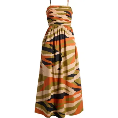 Halogenr Halogen(r) Pleated Bodice Cutout Sundress In Olive Drab Green