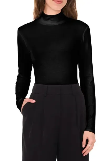 Halogenr Halogen(r) Ribbed Mock Neck Top In Rich Black