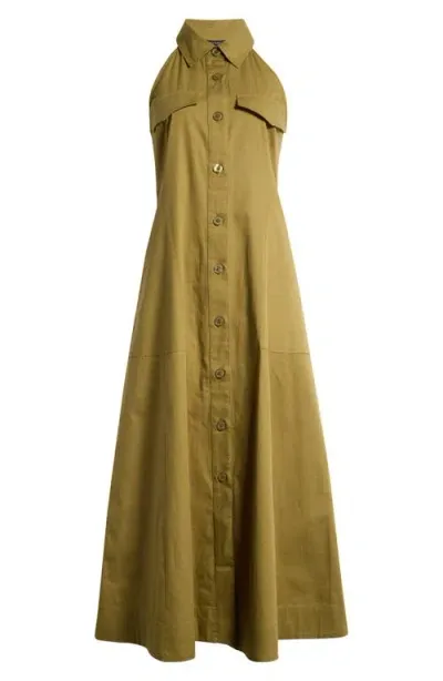 Halogenr Halogen(r) Sleeveless Maxi Shirtdress In Olive Drab Green