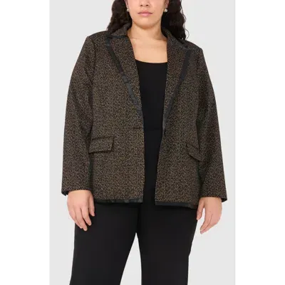 Halogenr Halogen(r) Tweed One-button Blazer In Rich Black