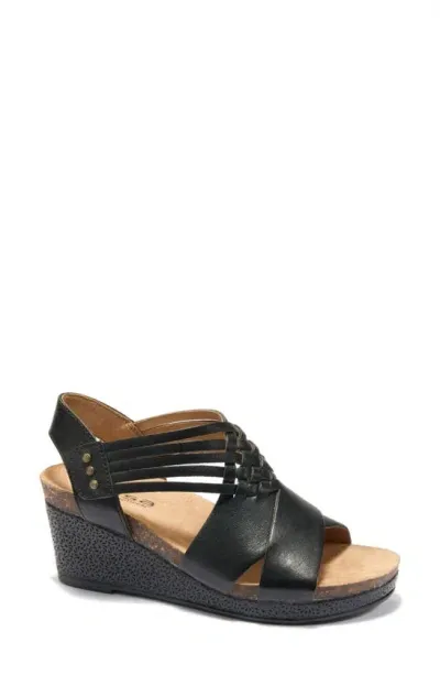 Halsa Footwear Gianna Wedge Sandal In Black