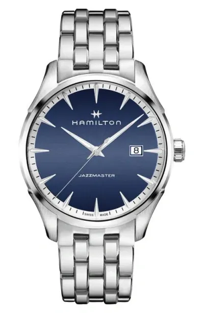 Hamilton Jazzmaster Bracelet Watch, 40mm In Silver/blue/silver