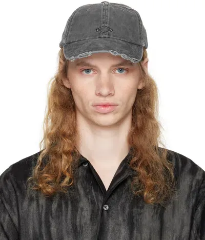 Han Kjobenhavn Gray Distressed Diamond Cap In Black