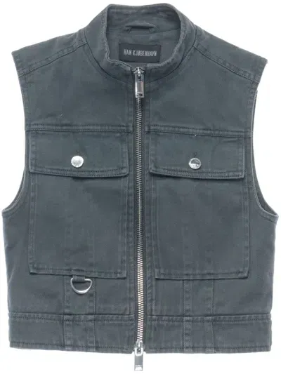 Han Kjobenhavn Zipped Denim Vest In Grey