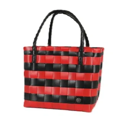 Handed By Paris Spirit Recycled Tote Bags In Black/chili Red