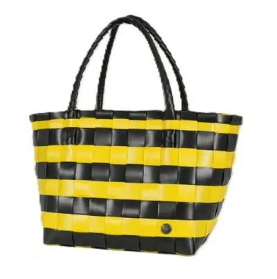 Handed By Paris Spirit Recycled Tote Bags In Black/sunshine Yellow