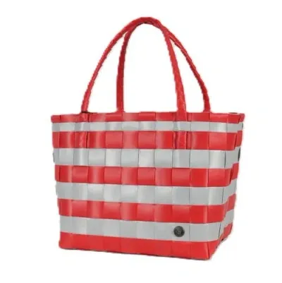 Handed By Paris Spirit Recycled Tote Bags In Chili Red/elephant