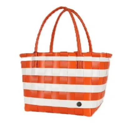 Handed By Paris Spirit Recycled Tote Bags In Orange/white