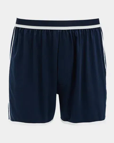 Hanro Men's Pierre Contrast-trim Boxer Shorts In Deep Navy