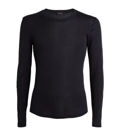 Hanro Silk-cashmere Long-sleeved T-shirt In Black