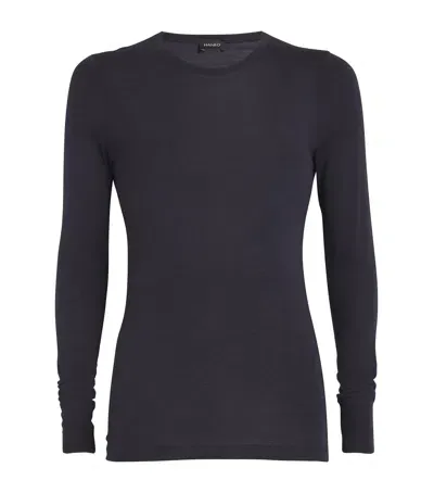 Hanro Woollen Silk Long Sleeve T-shirt In Grey