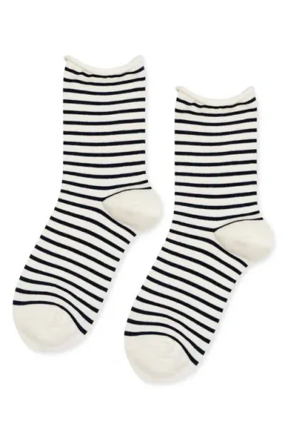 Hansel From Basel Nautical Stripe Crew Socks In Multi