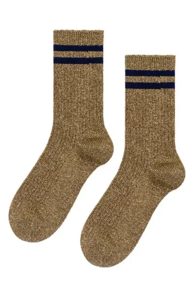 Hansel From Basel Physical Spark Metallic Crew Socks In Gold