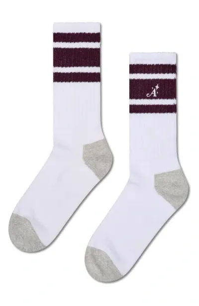 Happy Socks Awake Stripe Crew Socks In Gray