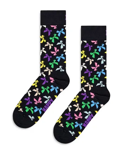 Happy Socks Bow Crew Socks In Black