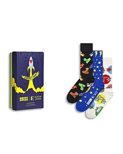 Happy Socks Elton John Printed Socks, Set Of 3 In Black