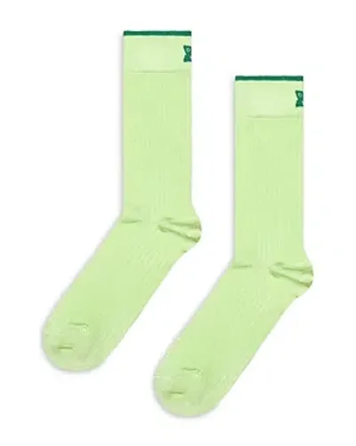 Happy Socks Extra Fine Styles Slinky Ribbed Shine Socks In Light Green