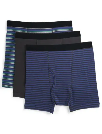 Harbor Bay By Dxl 3-pk Assorted Boxer Briefs In Navy Stripe