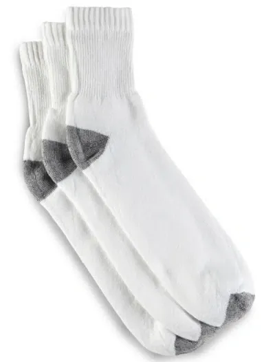 Harbor Bay By Dxl Continuous Comfort 3-pk Quarter Crew Socks In White