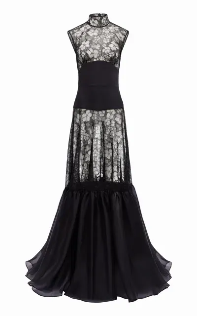 Harithand Kira Silk-crepe Georgette Gown In Black