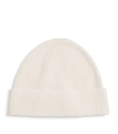 Harrods Cashmere Rib-knit Beanie In Ivory