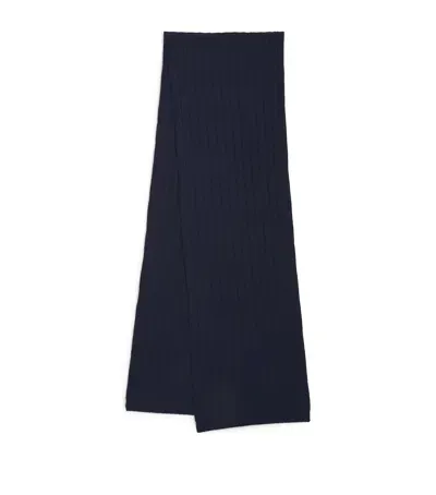 Harrods Cashmere Ribbed Scarf In Navy