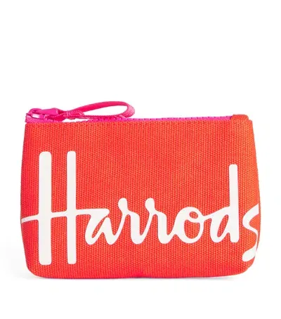 Harrods Cotton Logo Coin Purse In Orange