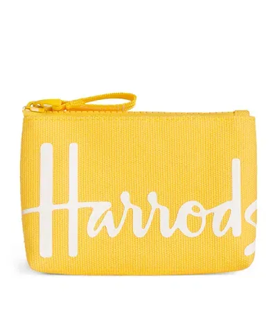 Harrods Cotton Logo Coin Purse In Yellow