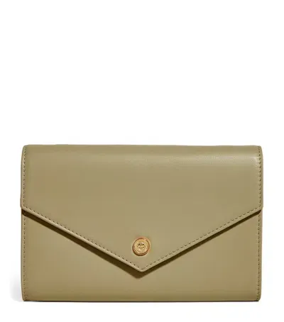 Harrods Leather Chain Wallet In Green