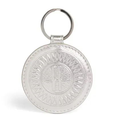 Harrods Leather Metallic Circle Keyring